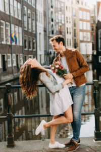 Amsterdam's charm and the couple's love were captured by couple photographer Amsterdam through their joyful and affectionate moments in their fun-filled engagement photoshoot in Amsterdam.
